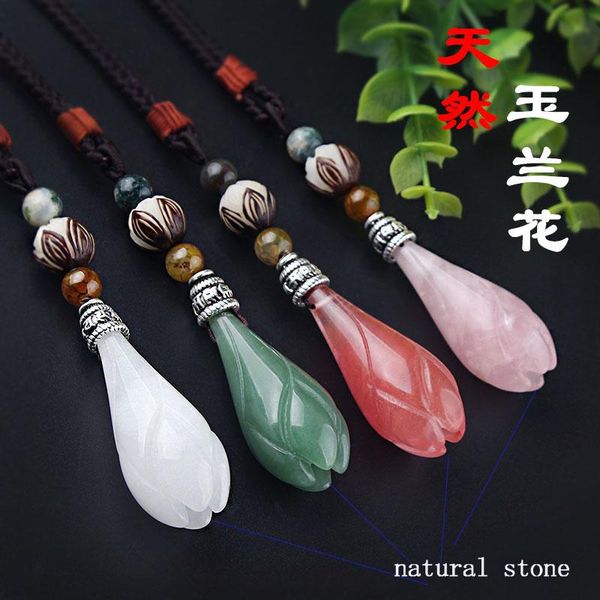 Vintage ethnic pendant necklaces featuring magnolia, maple, dragon, mala beads, and chain designs, including lucky charms like Pixiu and initials for troops