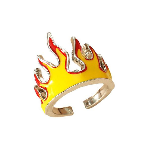 Vintage flame-themed open cluster rings for men and women, stylish punk friendship jewelry perfect as aesthetic gifts or party accessories