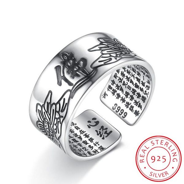 Vintage sterling silver cluster ring featuring a Buddha lotus design, inspired by Baltic Buddhist scriptures, suitable for both men and women