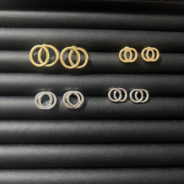 Vintage-inspired golden hoop letter stud earrings for men and women, a simple retro-style gift for birthdays or engagements