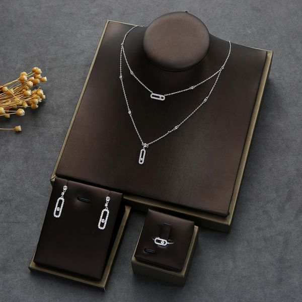 Wedding Jewelry Sets Trendy Dainty Initial Necklace Earring Ring Bracelet Sets Stackable For Women Girlfriend Wife Gift Pendientes Mujer Mod