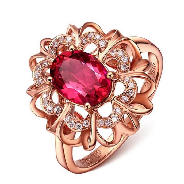Wedding Rings 2021 Arrival Rose Gold Vintage Red Cubic Zirconia Engagement Ring for Women Stylish Jewelry