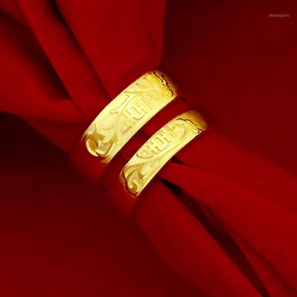 Wedding Rings 24K Gold Couple Dragon Phoenix For Women Men Lovers Engagement Jewelry Wholesale1