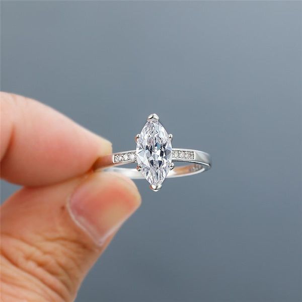 White gold filled marquise zircon rings for elegant women's wedding and engagement jewelry, featuring crystal stone designs as luxurious female accessories