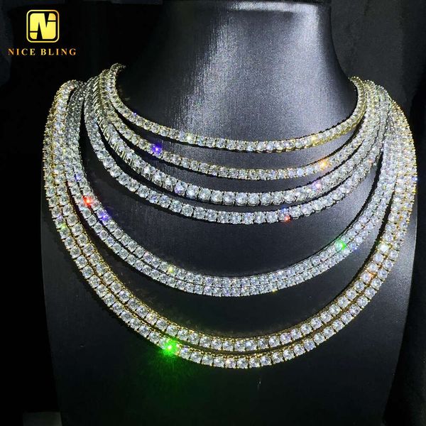 Wholesale 925 silver fine jewelry, customizable 3mm-5mm tennis chains with 5A CZ stones, available in 18k gold plating