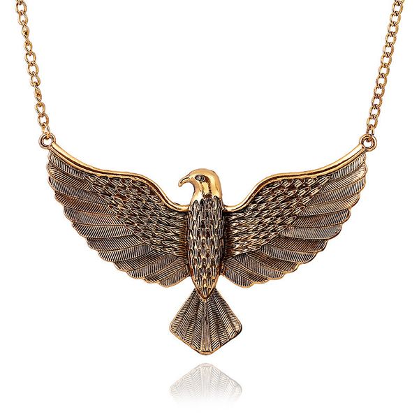 Wholesale large eagle pendant necklace for women, stylish animal-inspired chunky statement collars, fashion jewelry NE860