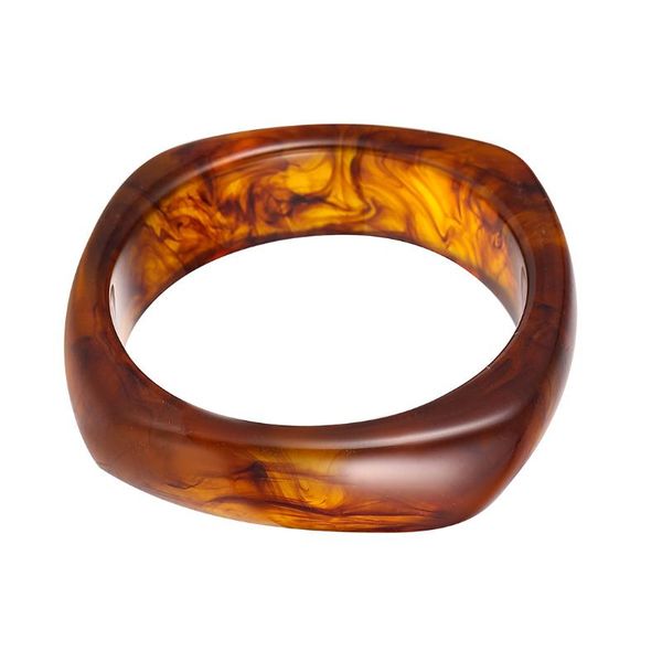 Wide dark tortoise cellulose acetate bangle bracelet in acrylic resin for women and teen girls, minimalist tortoiseshell design