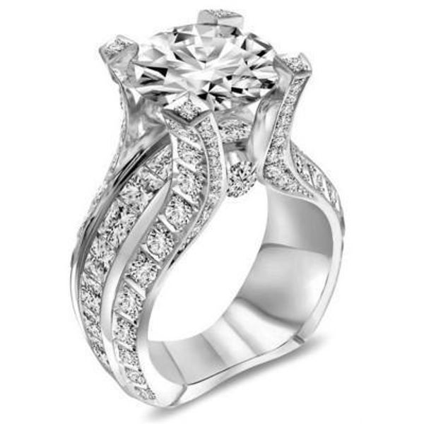 Wind luxury lady's copper wedding ring with platinum plating, set with zircon and imitation diamond jewelry, wholesale model S18101607