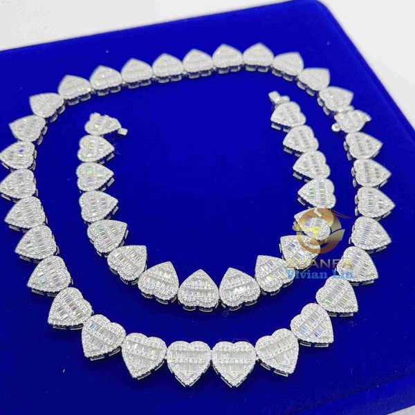 Women's 925 silver necklace featuring iced-out diamond and moissanite hip hop chain jewelry