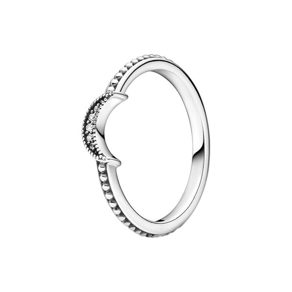 Womens Crescent Moon Beaded Ring in Sterling Silver with Original Box - Perfect Pandora-Inspired Fashion Jewelry for Parties or as a Cute Girlfriend Gift