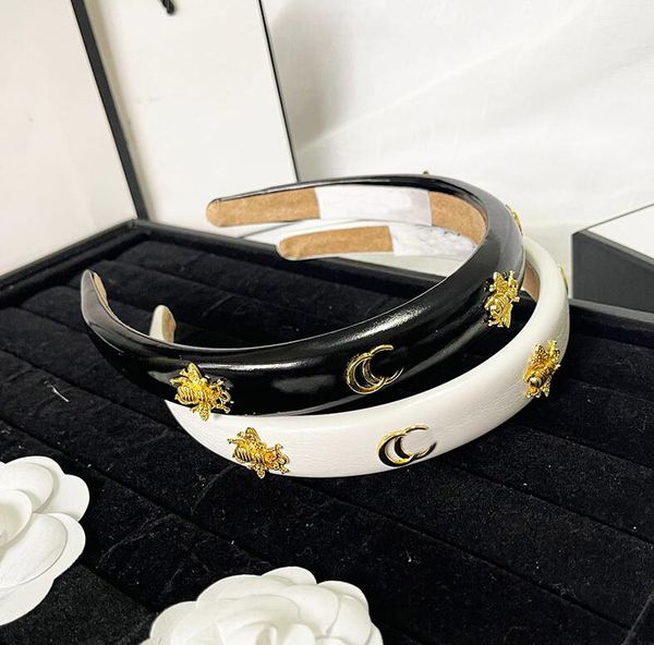 Women's designer letter print headbands, wide thickened spring hair wraps and headwear