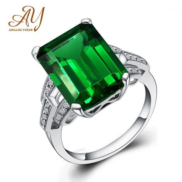 Yuzuk Silver 925 emerald ring with green gemstone for women, a stylish choice for weddings and parties